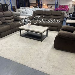 BRAND NEW 3 PIECE CAFÉ RECLINING SET. TRES PIEZAS 