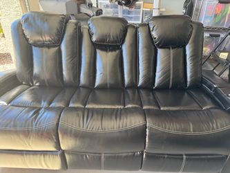 Black Faux Leather Reclining Sofa