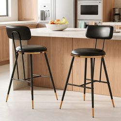 Bar Stools Set Of 2 26 Inch Tall Counter Height Barstools With Backs Upholstered Bar Chairs For Kitchen Island Home Coffee Bar