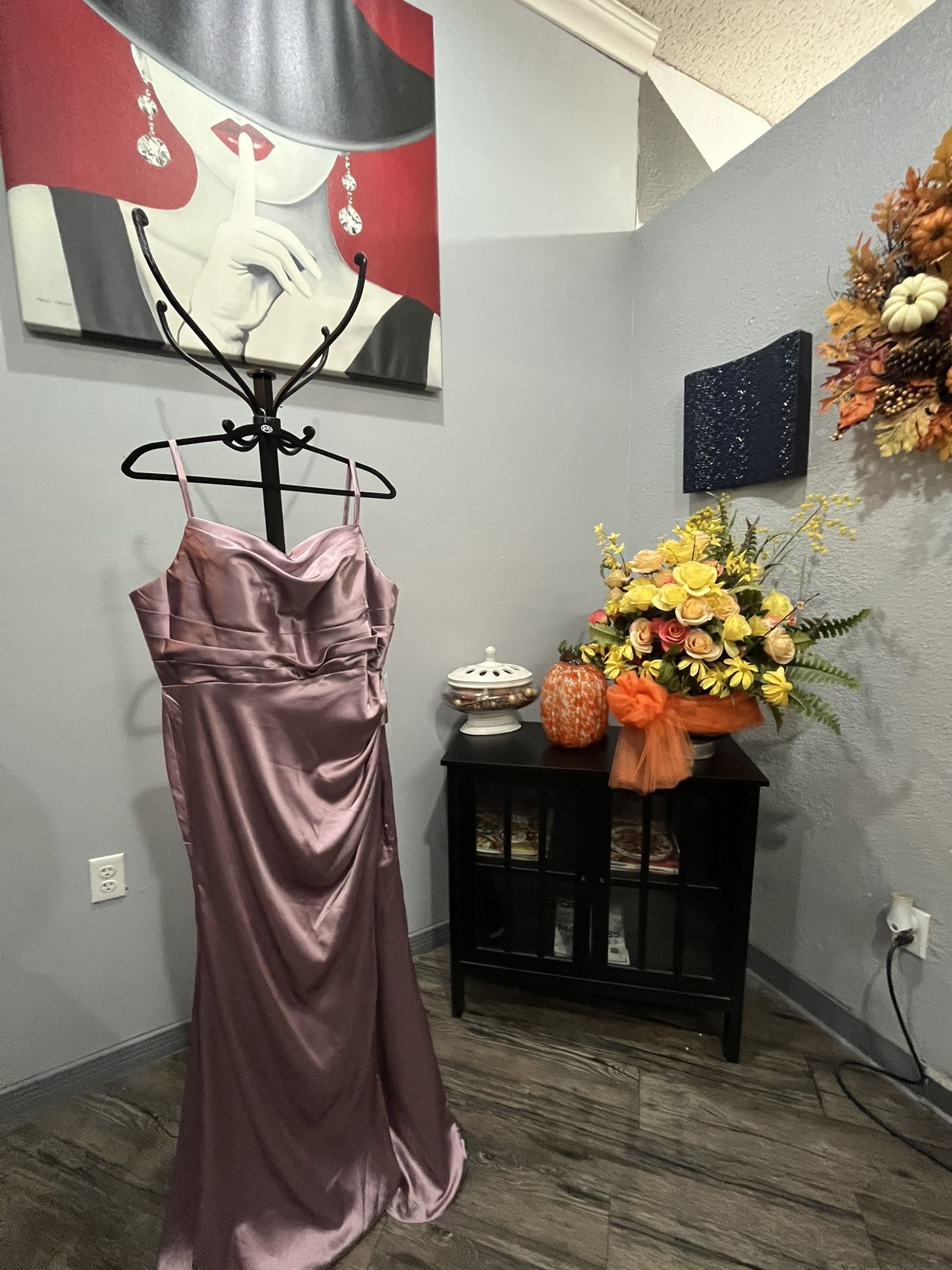 Satin Mauve Evening Dress Size 16