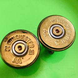 Vintage Mens Cufflinks Brass Winchester Used Shot Shell 20 Gage 