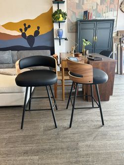 NEW Pair of Counter Barstools / MCM Style 