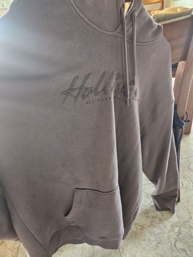 Hollister Label Hoodie Brown Taupe