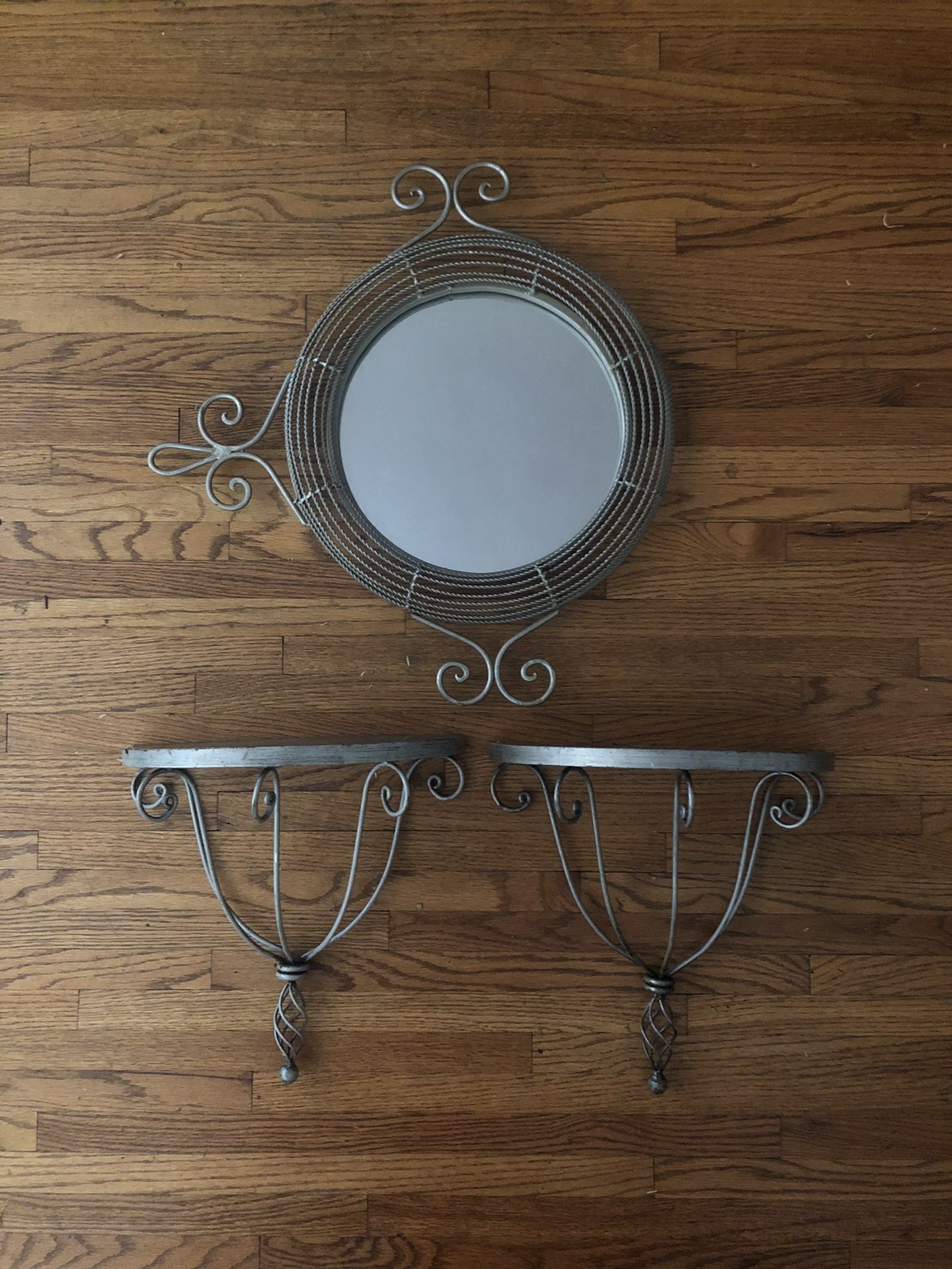 Mirror and matching shelves