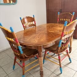 Solid Wood Dining Oval Table And Chairs