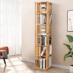 Rotating Tall Bookshelf, Bookcase Corner, Storage Organizer Display 