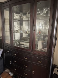 Lighted modern China Cabinet With dining room