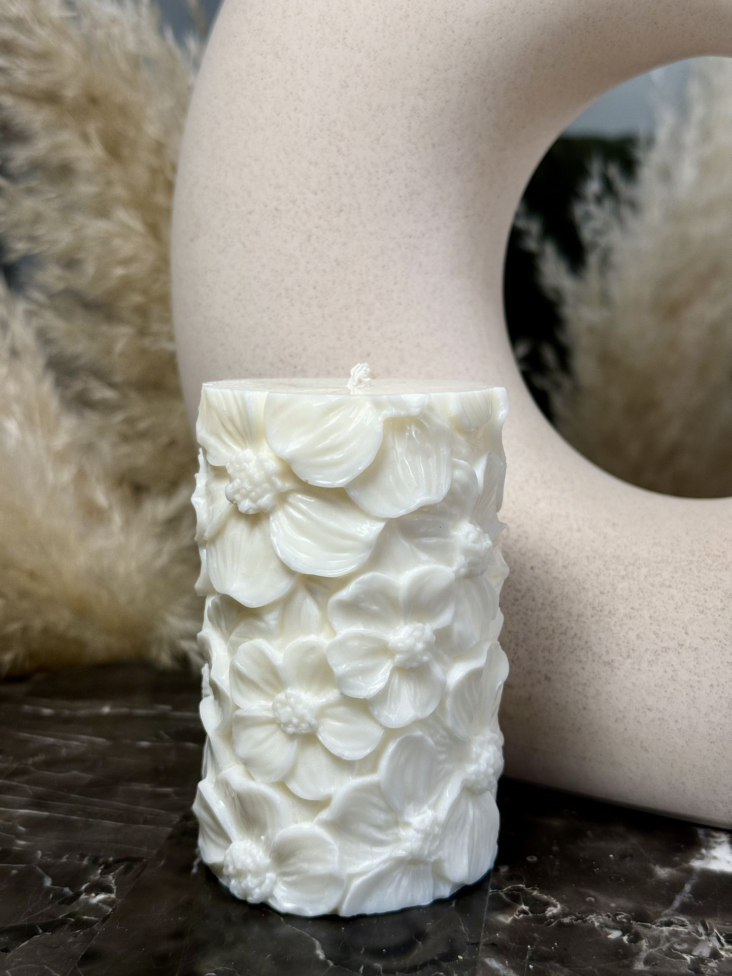 Rose Flower Pillar Candle Decor | Wedding decor Aesthetic Gift for Home