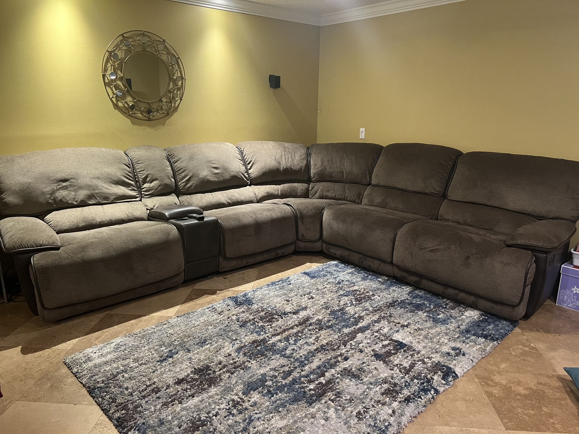 7 Piece Sectional Sofa With 4 Recliners