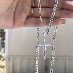 Silver 925 Chain With Cross Set