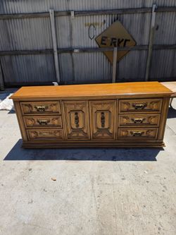 Solid wood dresser vintage 77" w 20" d 32: h