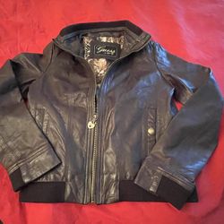 Guess Women Dark Brown Leather Jacket. Medium