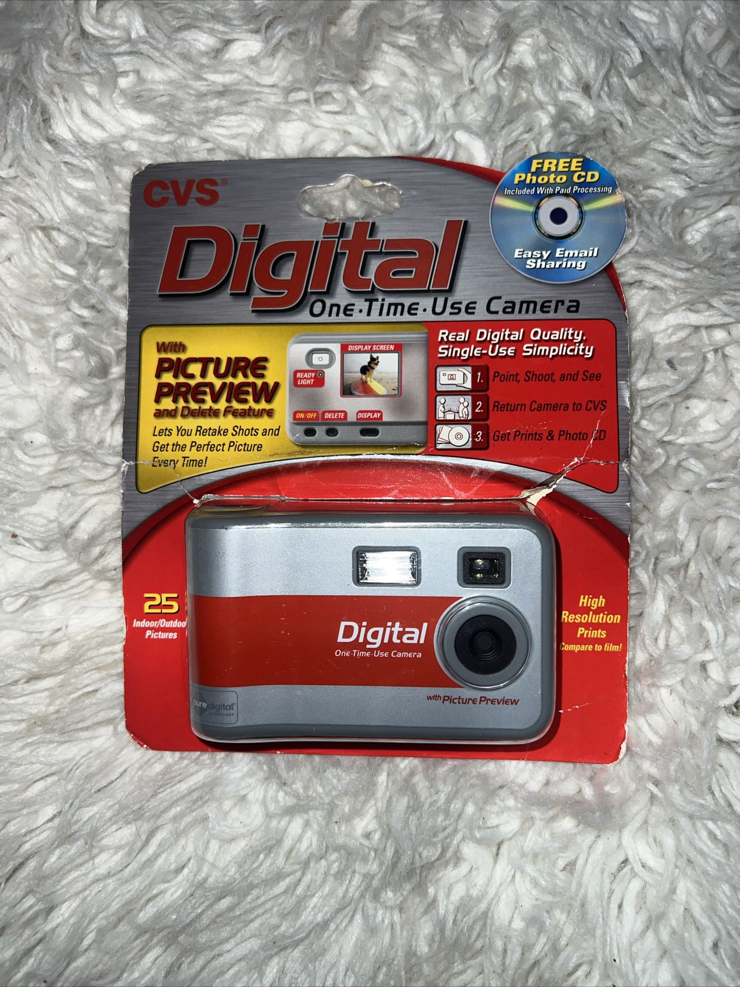 CVS One Time Use Digital Camera 25 Indoor / Outdoor Pictures High Resolution NEW