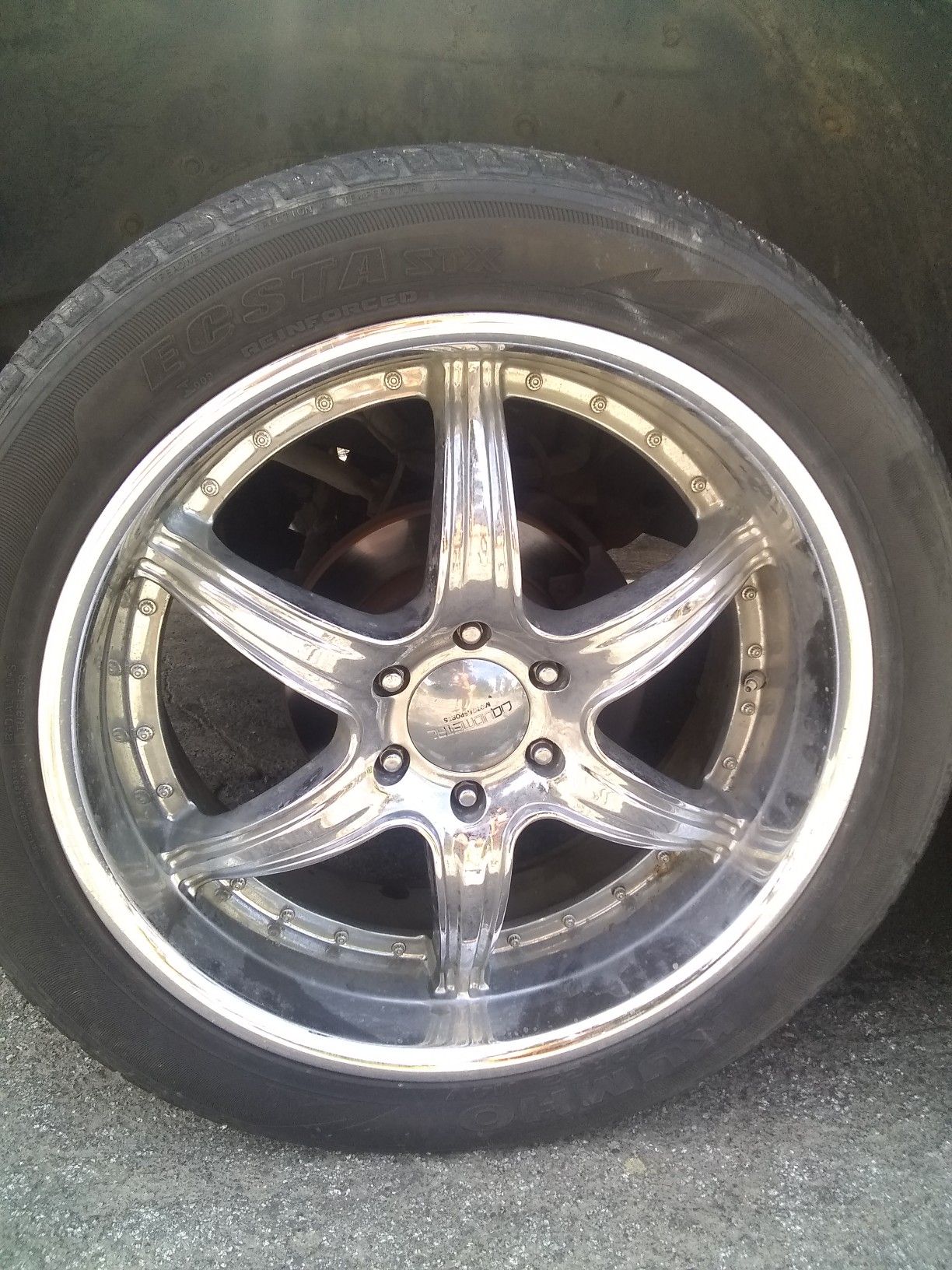 Set of (4) Liquid Metal Motorsports 22" chrome rims + wheels