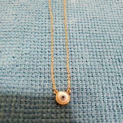 14K   GOLD  EVIL  EYE  PENDANT   NECKLACE 