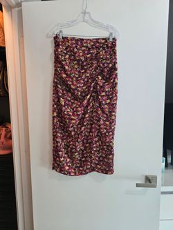 Zara Floral Ruched Midi Skirt size M
