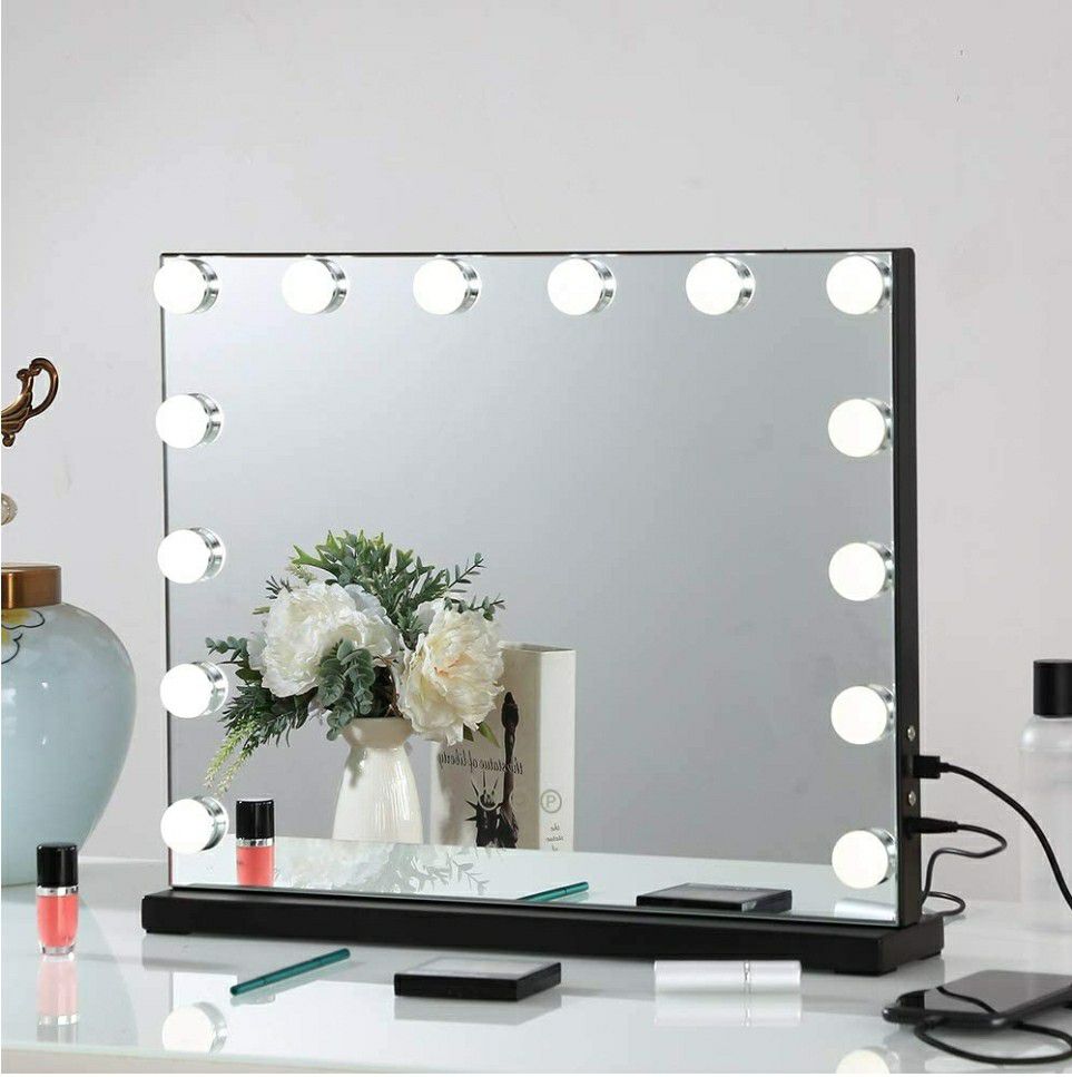 Large Vanity Mirror with Lights, Hollywood Lighted Makeup Mirror with Dimmable LED Bulbs