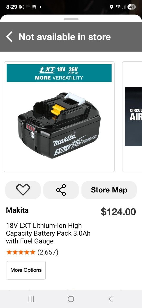 Makita
18V LXT Lithium-Ion High Capacity Battery Pack 3.0Ah with Fuel Gauge