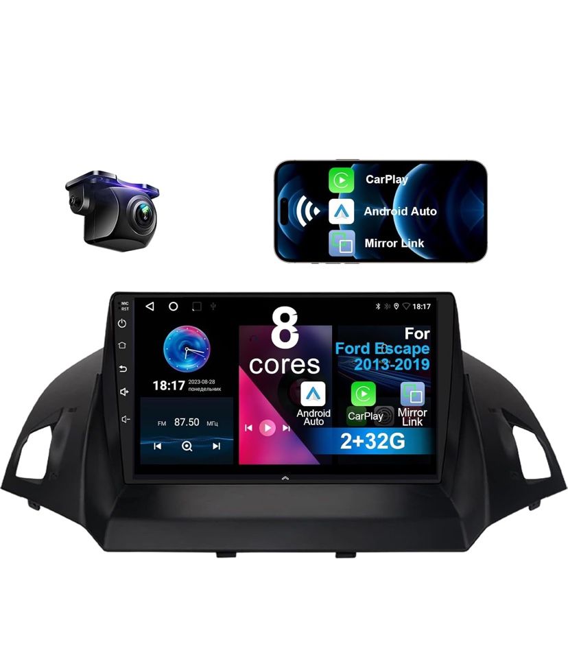 Brand New 2+32G Car Stereo for Ford Escape 2013-2019 8 Core Android 12 with Wireless CarPlay Android Auto, 9 inch IPS Touchscreen Bluetooth Car Radio 