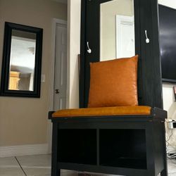 Crate and Barrell Hall Tree Bench with Mirror
