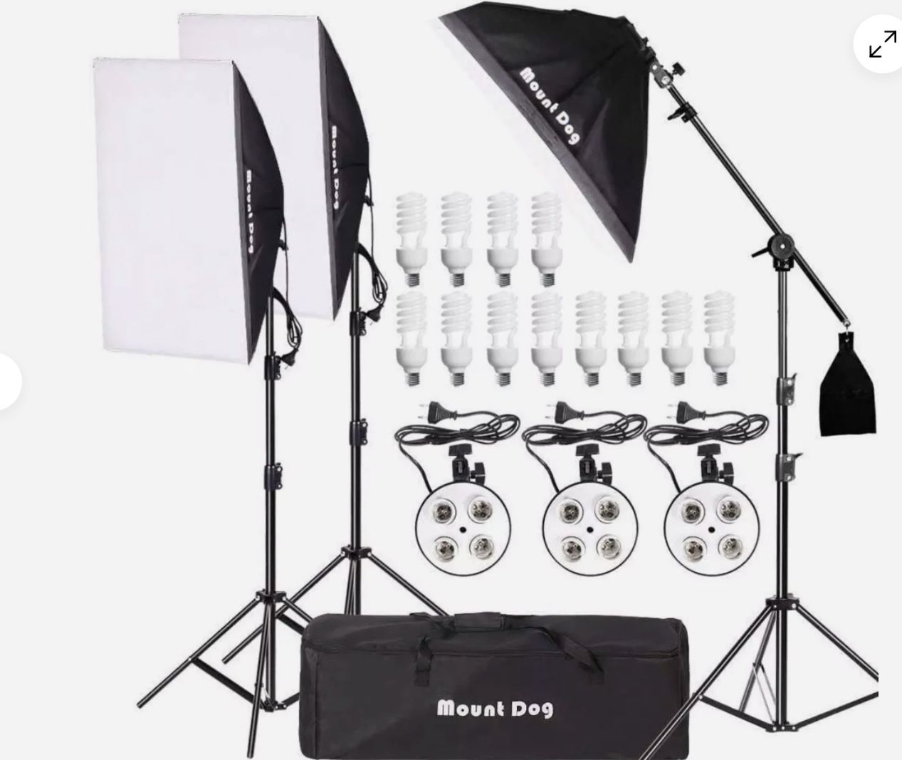 MOUNTDOG Photography Studio Softbox 3-Piece Lighting Kit (E27 95W) for Portrait Product Fashion Photography
