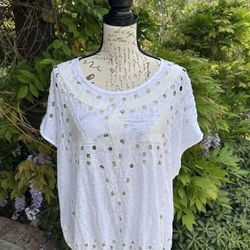 Lucky Brand Fringe Cotton Top XL
