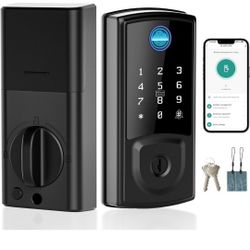 Smart Door Lock,Keyless Entry Door Lock for Front Door,Security Smart Deadbolt with Touchscreen Keypad,App Remote Control Fingerprint