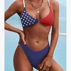 R ibbed O-R ing S tring Bikini Swimsuit Two Pieces Bathing Suit