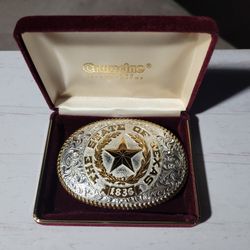 Crumrine 1836 The State Of Texas Silver & Gold Buckle-NIB