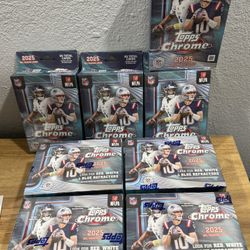 Topps NFL Chrome 2025 Lot Of 4 Hanger And 4 Value Boxes
