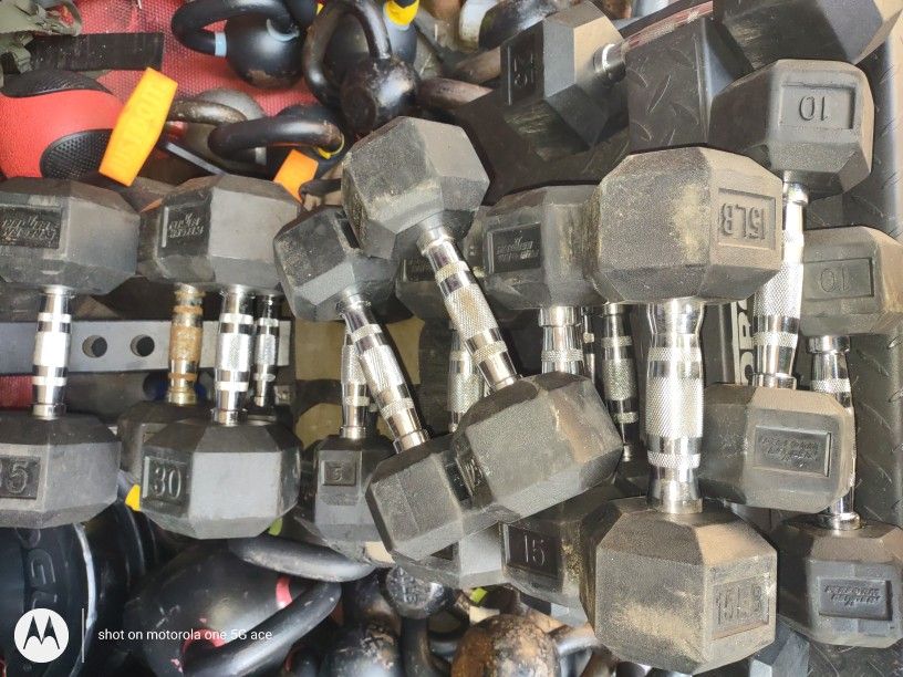 Rubber Hex Dumbbells $1 per pound