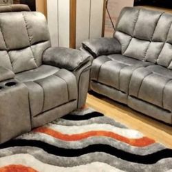 Barcelona, two-piece sofa loveseat, reclining living room, dollar 1099 with easy finance