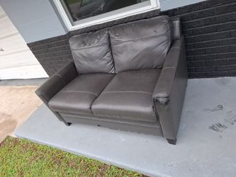 Dark Brown Leather Loveseat