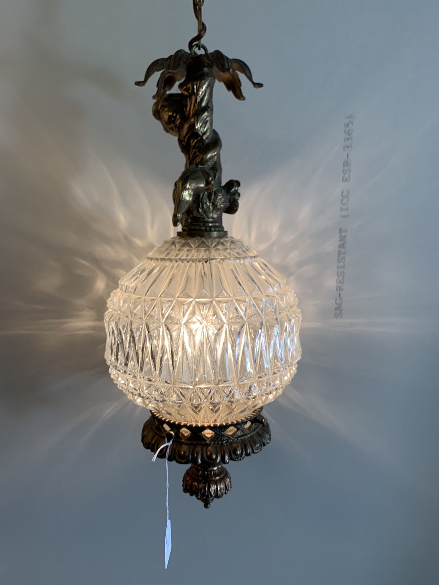 Vintage Hanging Lamp Globe and chain