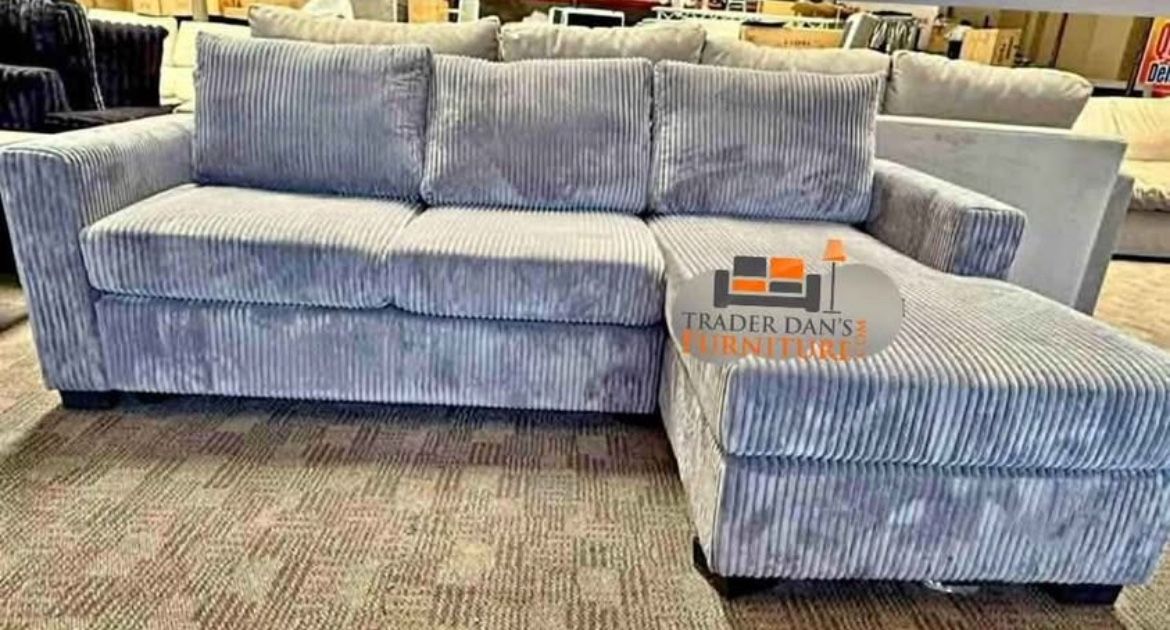 Brand new grey corduroy Sectional Sofa Couch. 