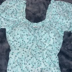Teal Flower Printed Top