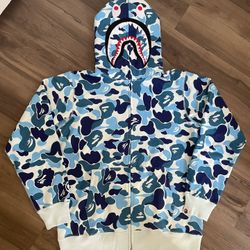 BAPE ABC Blue Camo Shark Full Zip Hoodie