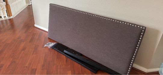 Brown Headboard with Nailhead Trim