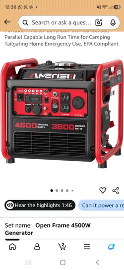 AMERISUN Gas Powered Generator 4500-Watt