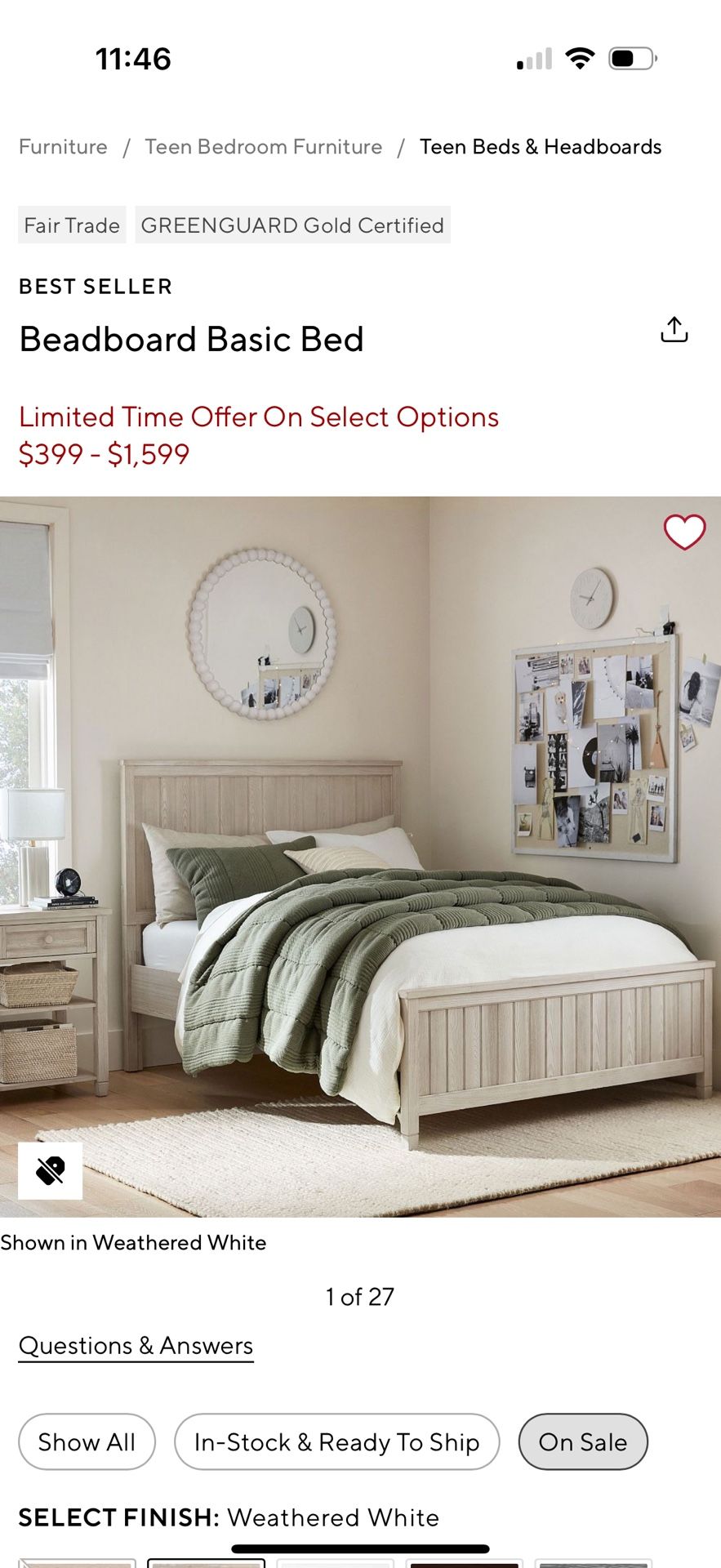 Pottery Barn Full Bed-frame And End Table