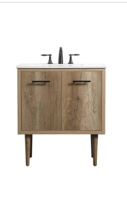 Elegant Lighting | VF48030NT | Cyrus Collection | Wood/Stone/Naturals | Single Bathroom Vanity