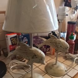 Pair Of ' Dolphin Lamps' 
