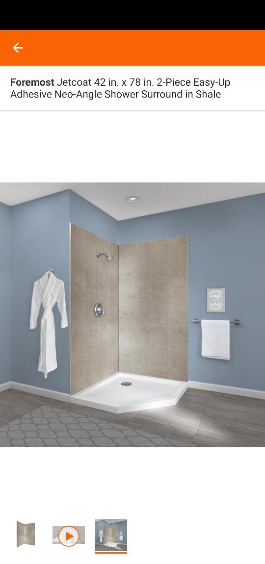 Foremost JetCoat Shower wall system retail $400 you pay $100 has 2" broken edje