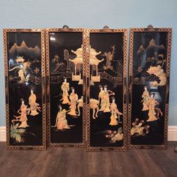 Vintage Japanese Lacquer Shell Wall Art