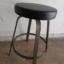 Bar Stool, Black Leather, Very High Quality And Sturdy