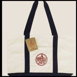 Trader Joe's Large Blue  Canvas Tote Bag