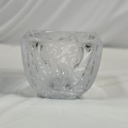 Michael Weems Signed Glass Vase “Elise” Pattern 2003 – Frosted Art Glass Bowl