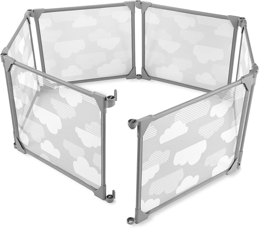 $170 Skip Hop Expandable Baby Gate, Playview Enclosure, Silver Lining Cloud