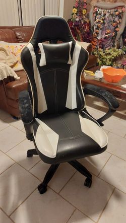 Black And White Leather Gaming Chair