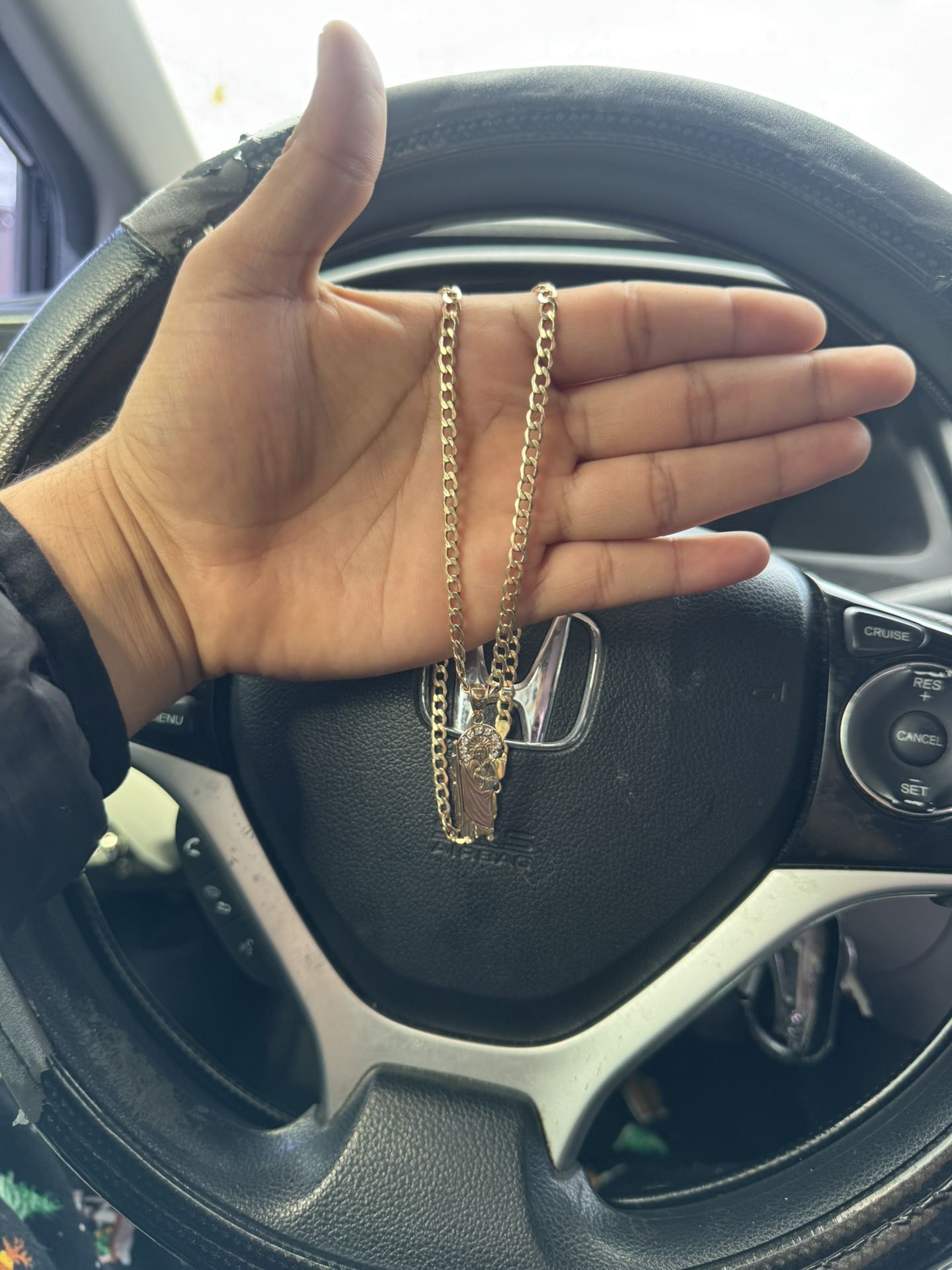 Selling As A Set! 10k Gold Chain 20’ 14k Gold San Judas Pendant